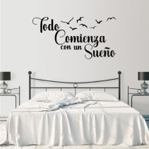 Vinilos frase todo comienza con un sueño